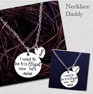 Daddy Is An Angel Necklace with Engraved Pendants